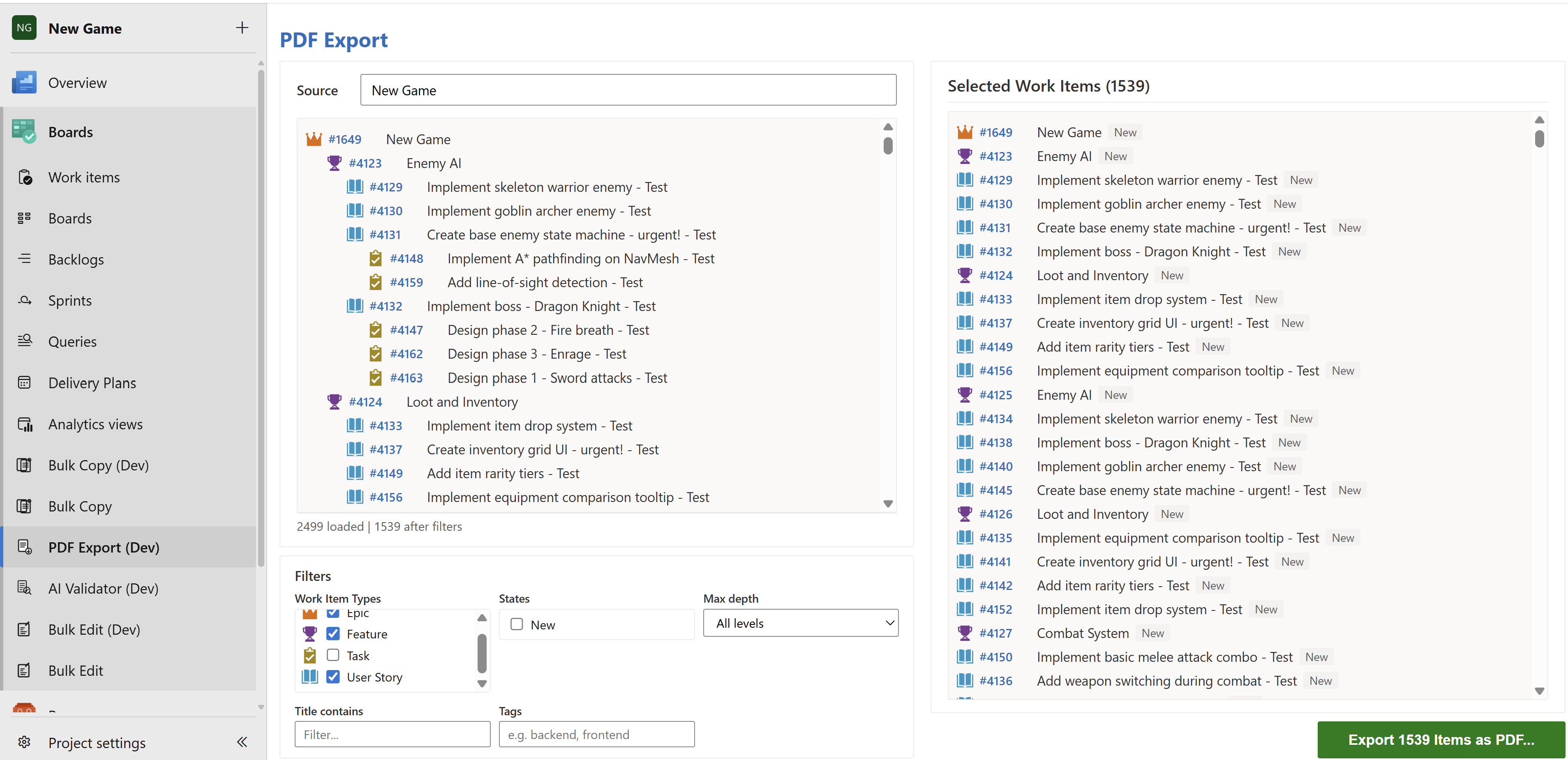 ADO PDF Export - Visual Studio Marketplace